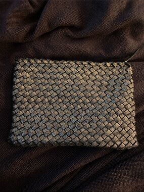 Naghedi Woven Metallic Black Card Holder Wallet - Men
